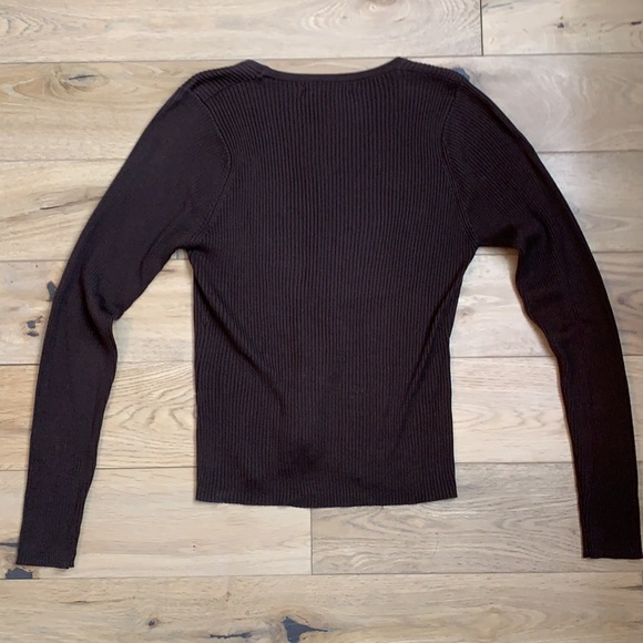 Oliver Perry 100% Silk Brown Cardigan SZ Petite - Picture 2 of 9